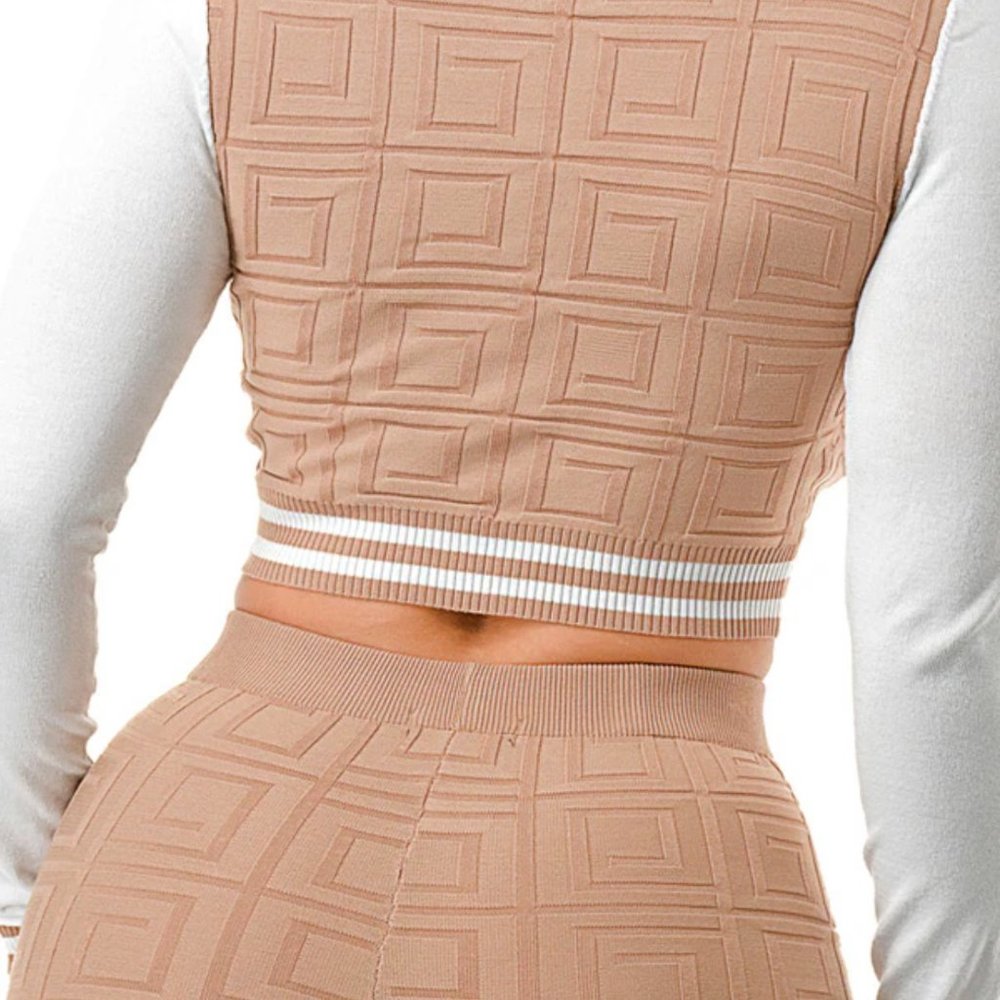 2 Piece Varsity Set Women Matching Lounge Set Crop Top  Sporty Trendy Outfit - Picture 9 of 9